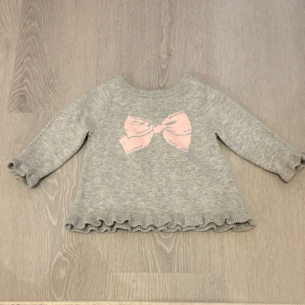 Kate spade gray and Pink Bow Kids Sweater